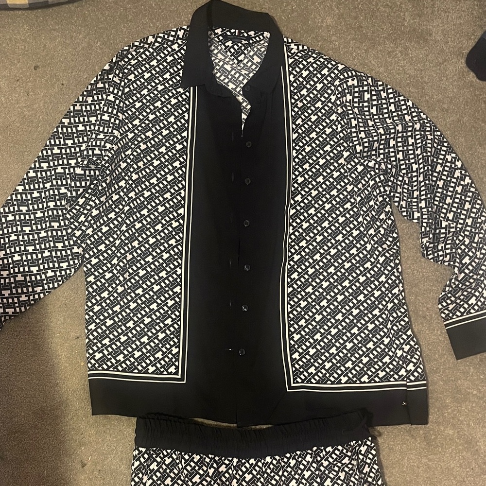 Tommy Hilfiger Black and White Geometric Jacket